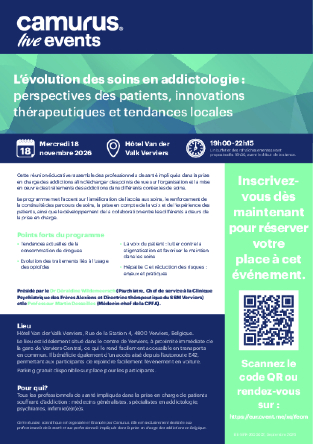 L'évolution des soins en addictologie - réunion éducative à Verviers le 18 novembre prochain