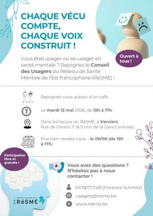 Conseil des Usagers : prochaine réunion ce mardi 12 mai !