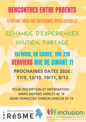 Photo de Rencontres entre parents d'enfant avec une déficience intellectuelle - Echange d'expériences, soutien et partage
