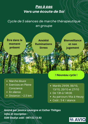 Photo de Pas à pas vers une écoute de soi : cycle de 5 séances de marche thérapeutique en groupe