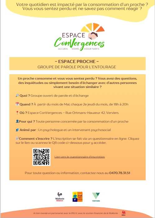 "Espace Proche", un groupe de parole pour les proches de personnes consommatrices, démarre en mai